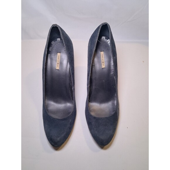 Max Studio Marais Dark Blue Suede Pumps 3.5" Heels Slip On Almond Toe Size 6M - Picture 2 of 9